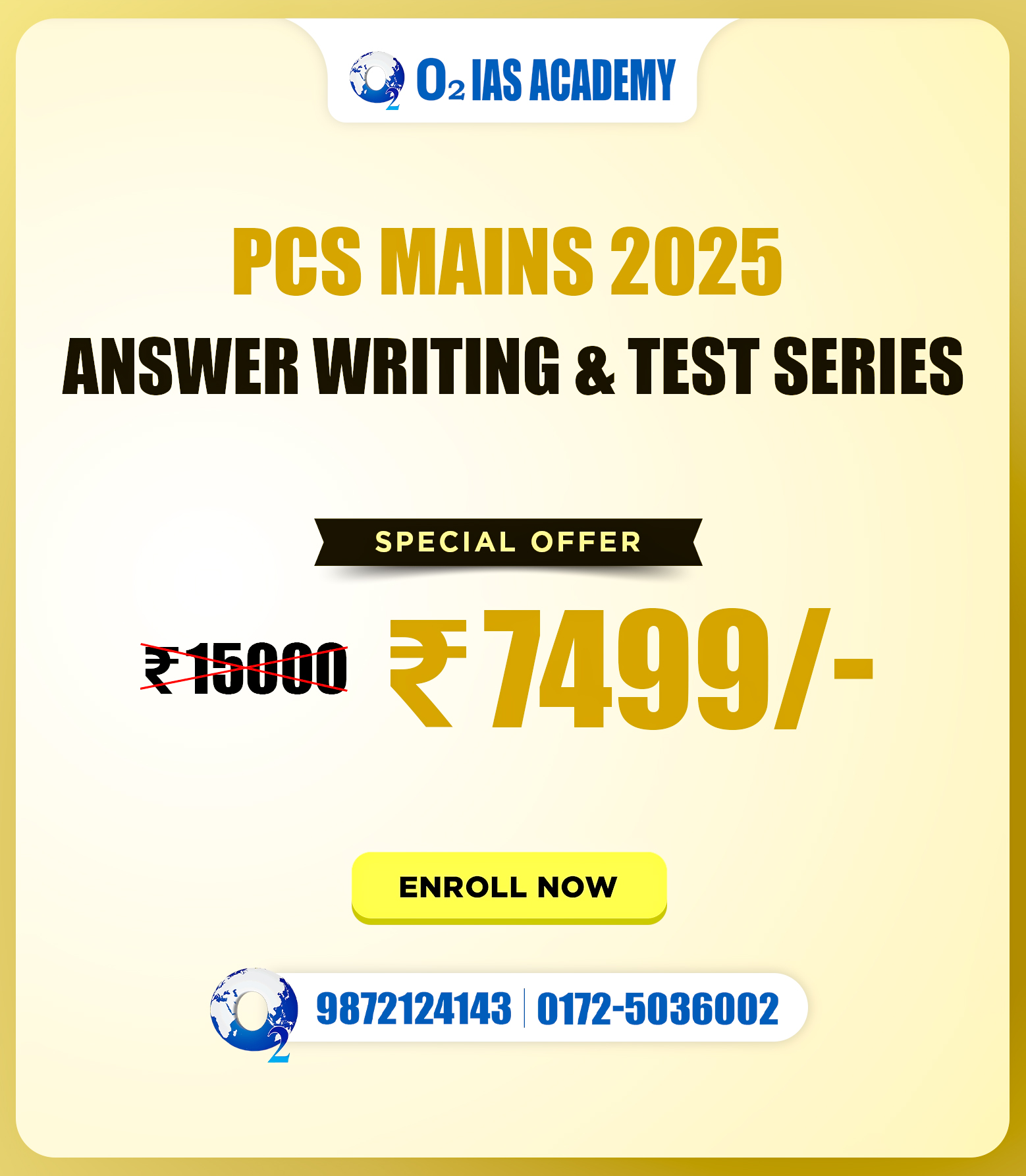 Punjab PCS Mains Test Series banner – O2 IAS Academy