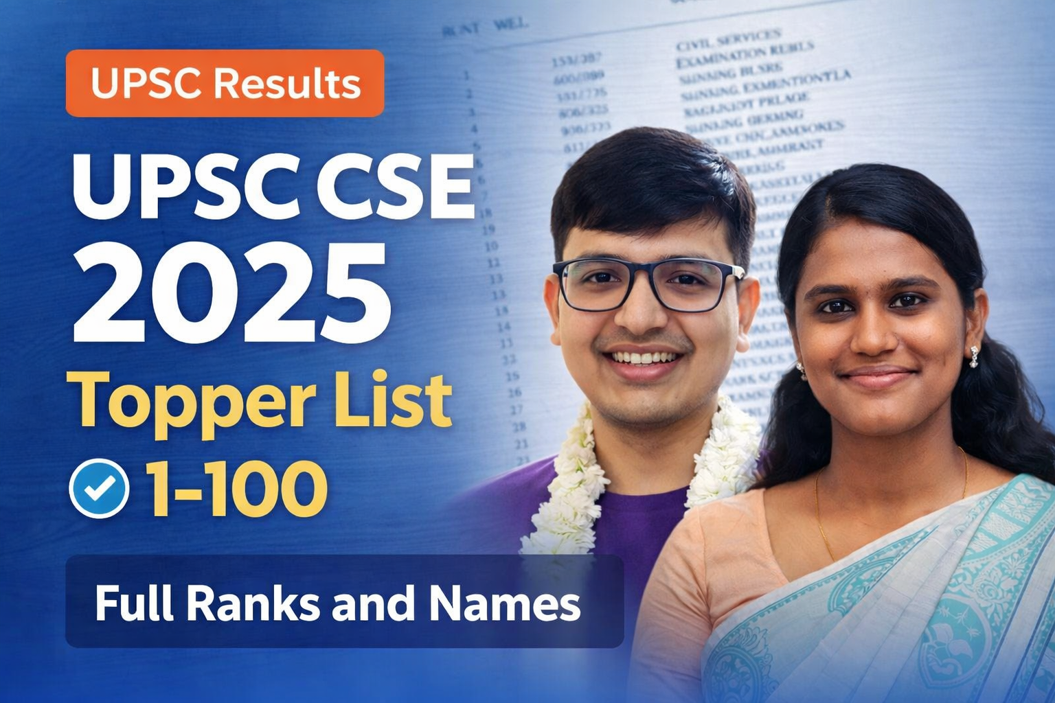 UPSC CSE 2025 Final Result: Anuj Agnihotri Tops with AIR 1, Full ...